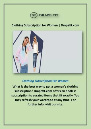 Clothing Subscription for Women | Drapefit.com