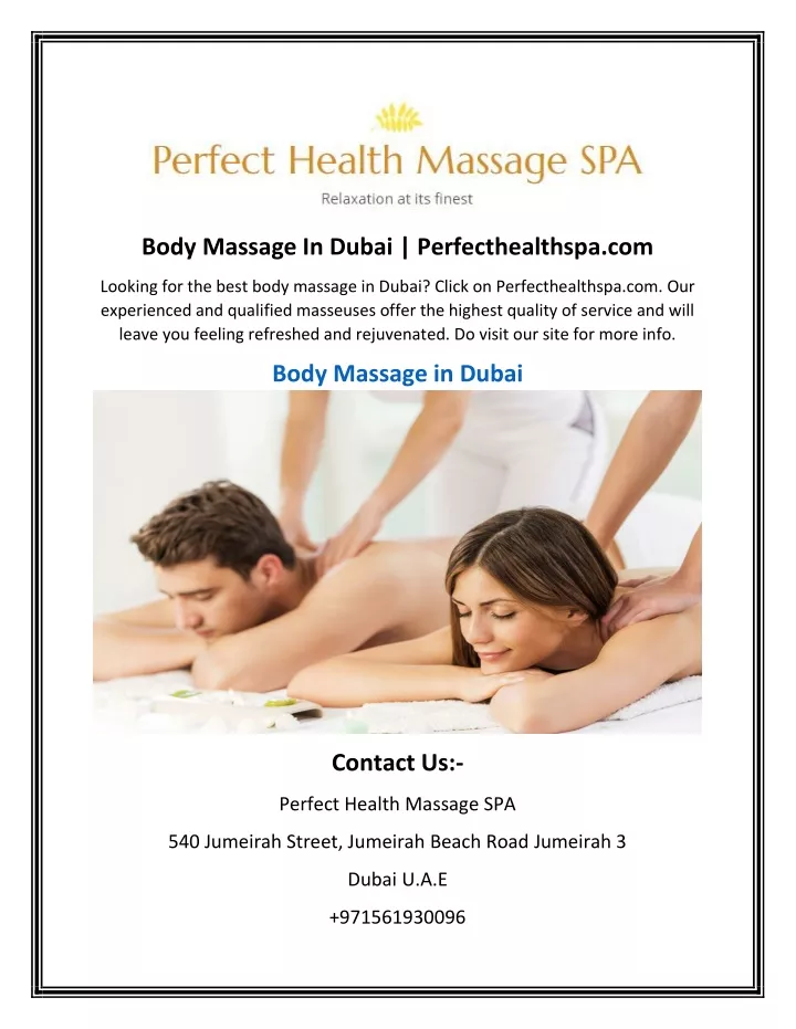 body massage in dubai perfecthealthspa com