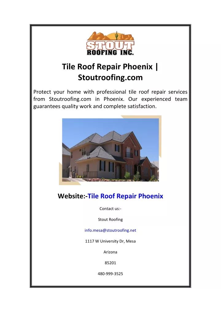 tile roof repair phoenix stoutroofing com