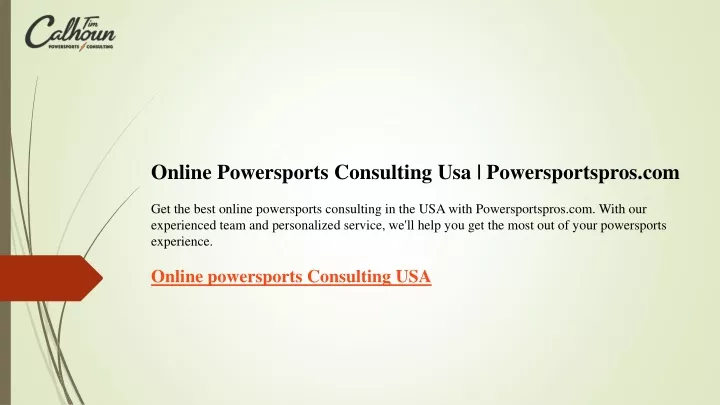 online powersports consulting usa powersportspros