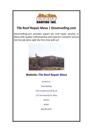 Tile Roof Repair Mesa  Stoutroofing.com