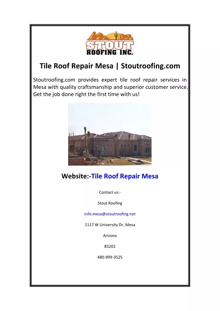 tile roof repair mesa stoutroofing com