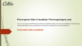 Powersports Sales Consultant  Powersportspros.com