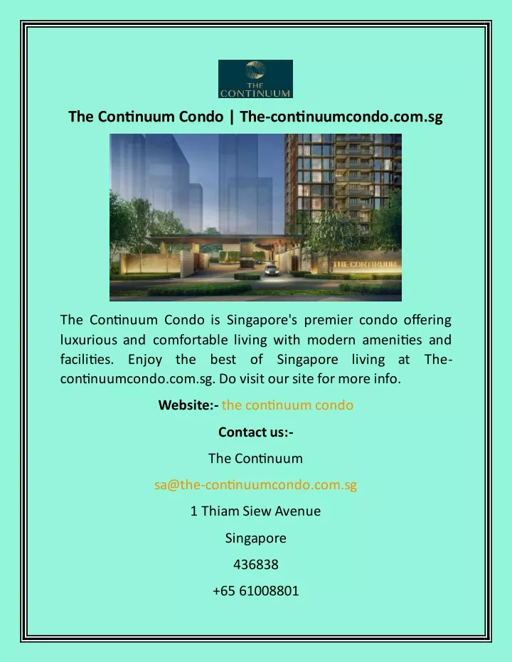 the continuum condo the continuumcondo com sg