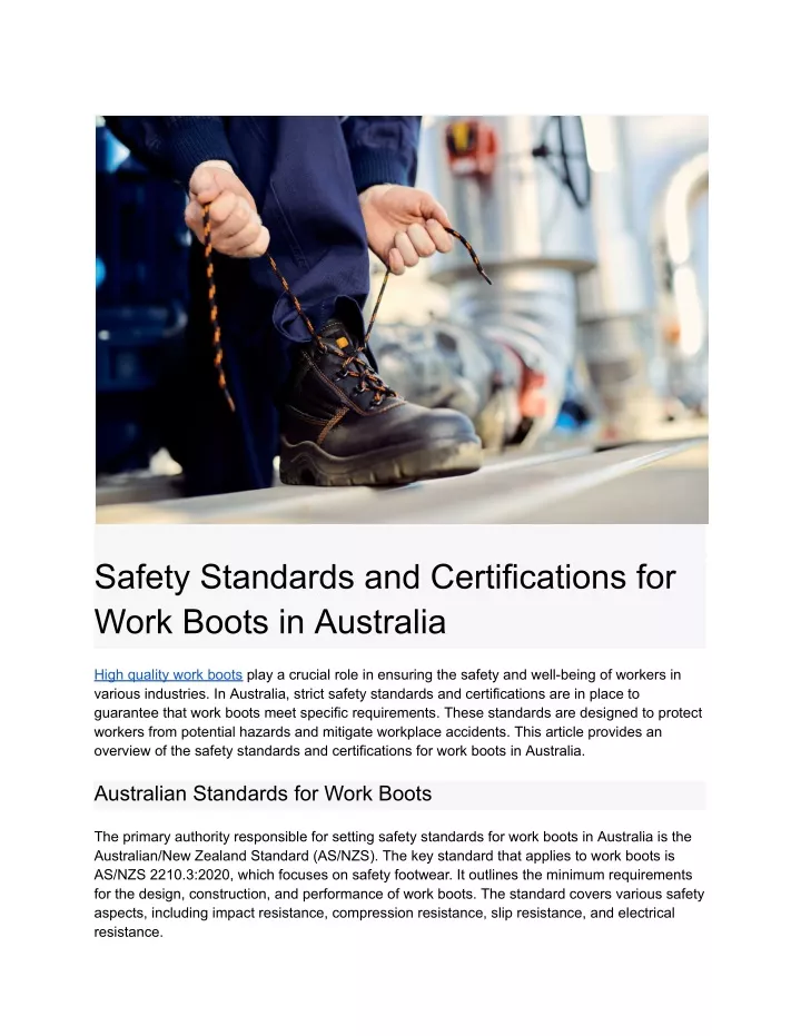 safety standards and certifications for work