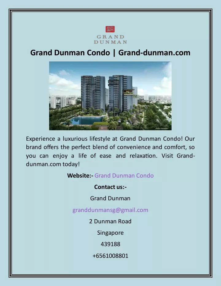 grand dunman condo grand dunman com