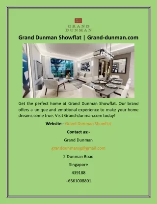 Grand Dunman Showflat  Grand-dunman