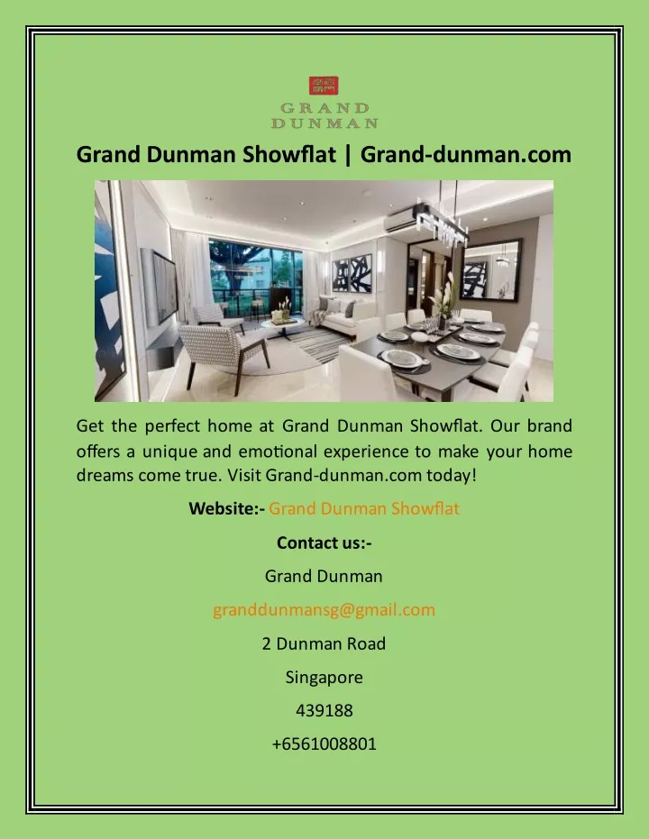 grand dunman showflat grand dunman com