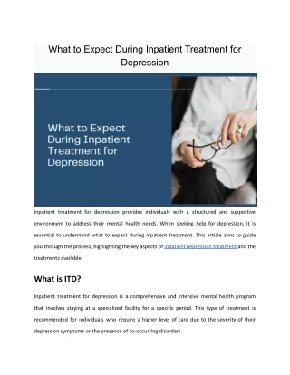 What to Expect During Inpatient Treatment for Depression