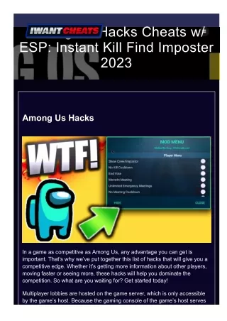 Among Us Hacks Cheats w ESP Instant Kill Find Imposter 2023
