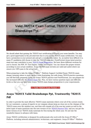 Valid 78201X Exam Format, 78201X Valid Braindumps Ppt