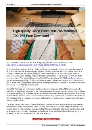 High-quality Cisco Exam 700-765 Materials - 700-765 Free Download