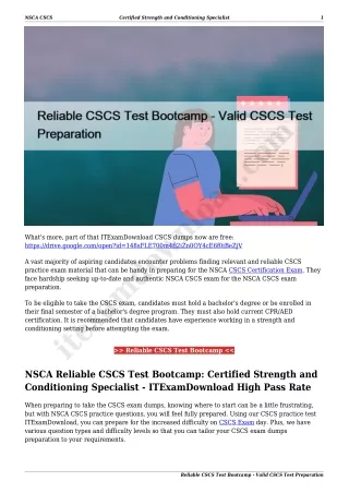 Reliable CSCS Test Bootcamp - Valid CSCS Test Preparation