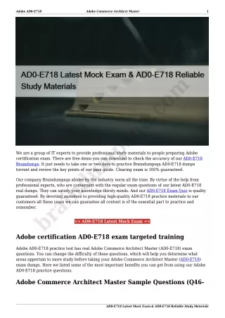 AD0-E718 Latest Mock Exam & AD0-E718 Reliable Study Materials