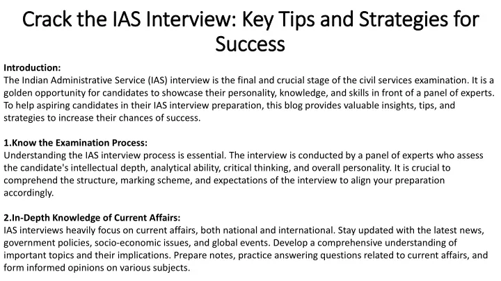 crack the ias interview key tips and strategies for success