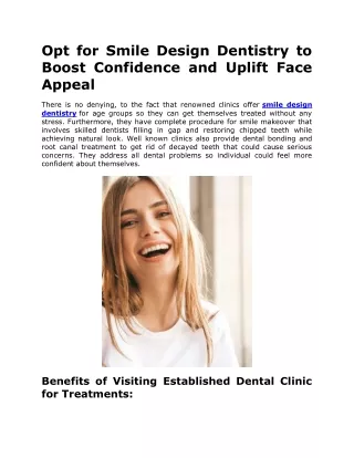 Opt for Smile Design Dentistry to Boost Confidence and Uplift Face Appeal