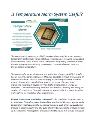 Is Temperature Alarm System Useful