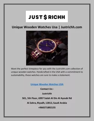 Hand Crafted Wooden Watches For Men | Justrichh.com