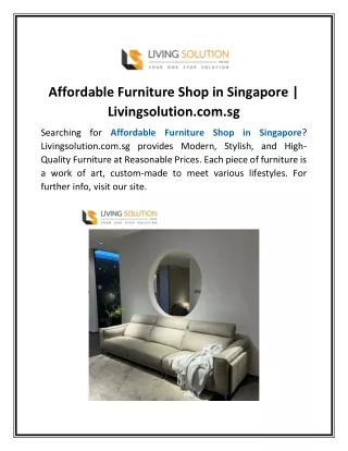 Affordable Furniture Shop in Singapore | Livingsolution.com.sg