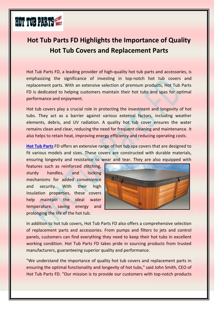 hot tub parts fd highlights the importance