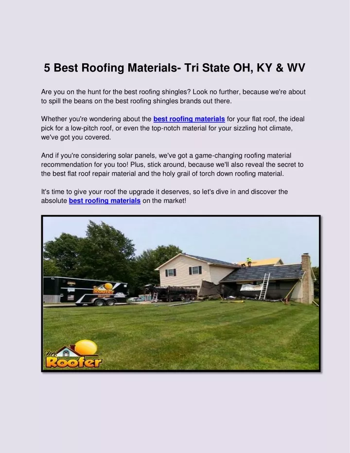 5 best roofing materials tri state oh ky wv