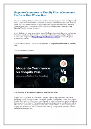 magento commerce vs shopify plus ecommerce