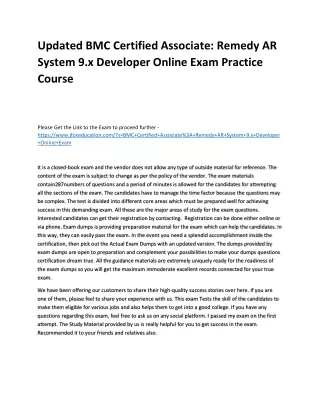updated bmc certified associate remedy ar system