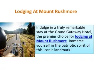 Lodging At Mount Rushmore