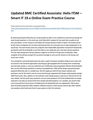 updated bmc certified associate helix itsm smart