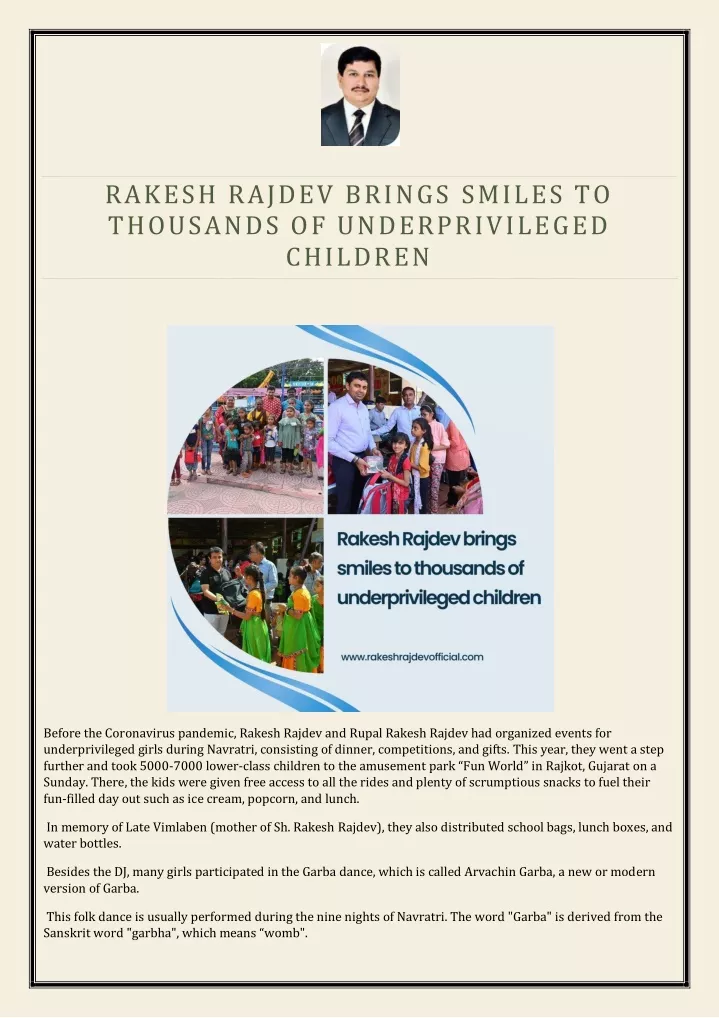 rakesh rajdev brings smiles to thousands
