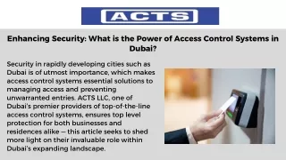 Enhancing Security: What is the Power of Access Control Systems in Dubai?