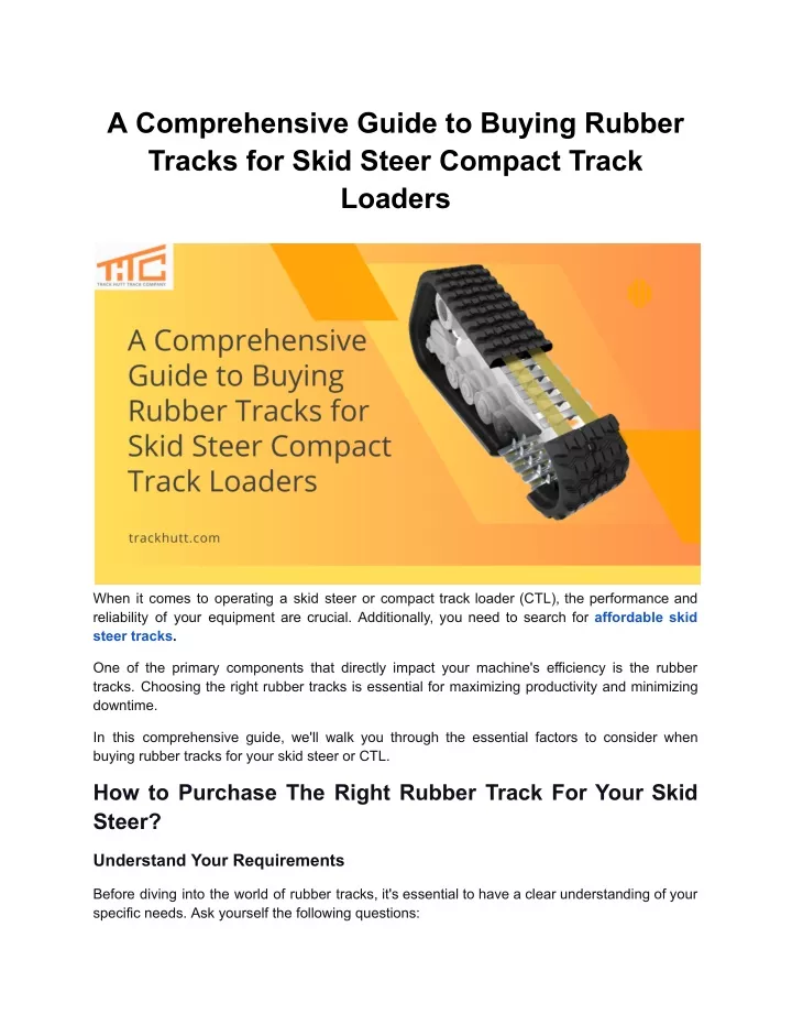 a comprehensive guide to buying rubber tracks