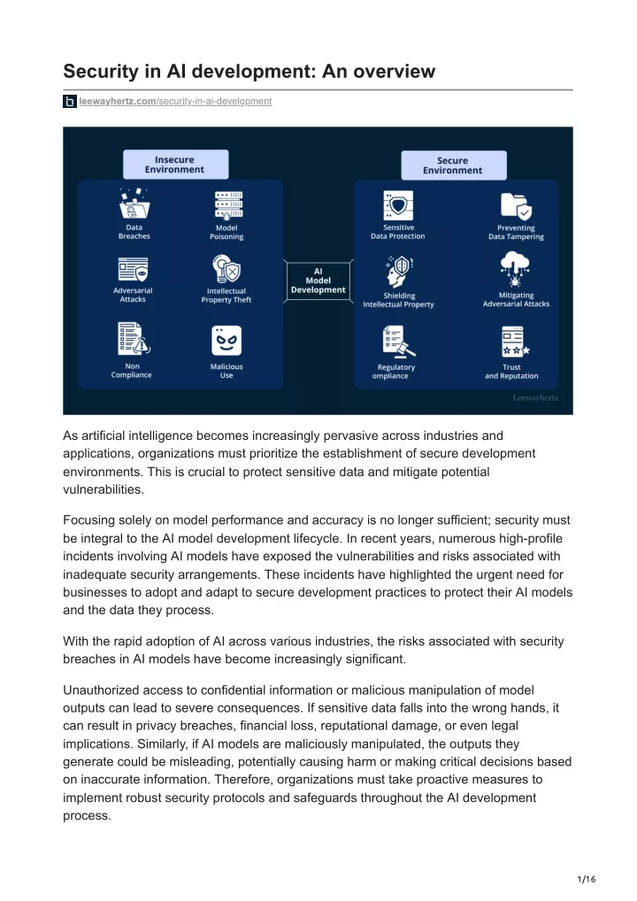 security in ai development an overview