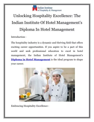 Diploma in Hotel Management Call-9011413447