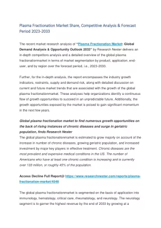 plasma fractionation market share competitive