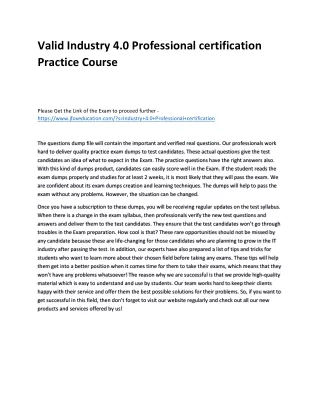 valid industry 4 0 professional certification