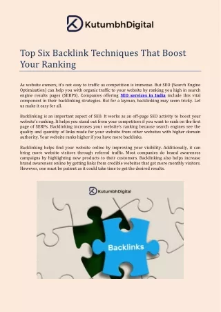 Top Six Backlink Techniques That Boost Your Ranking