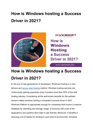 Windows hosting Success Driver in 2021