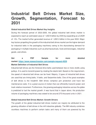 industrial belt drives market size growth