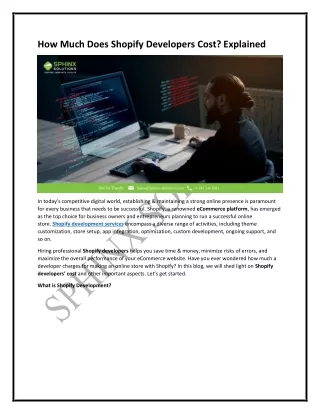 how much does shopify developers cost explained
