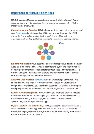 importance of html in power apps