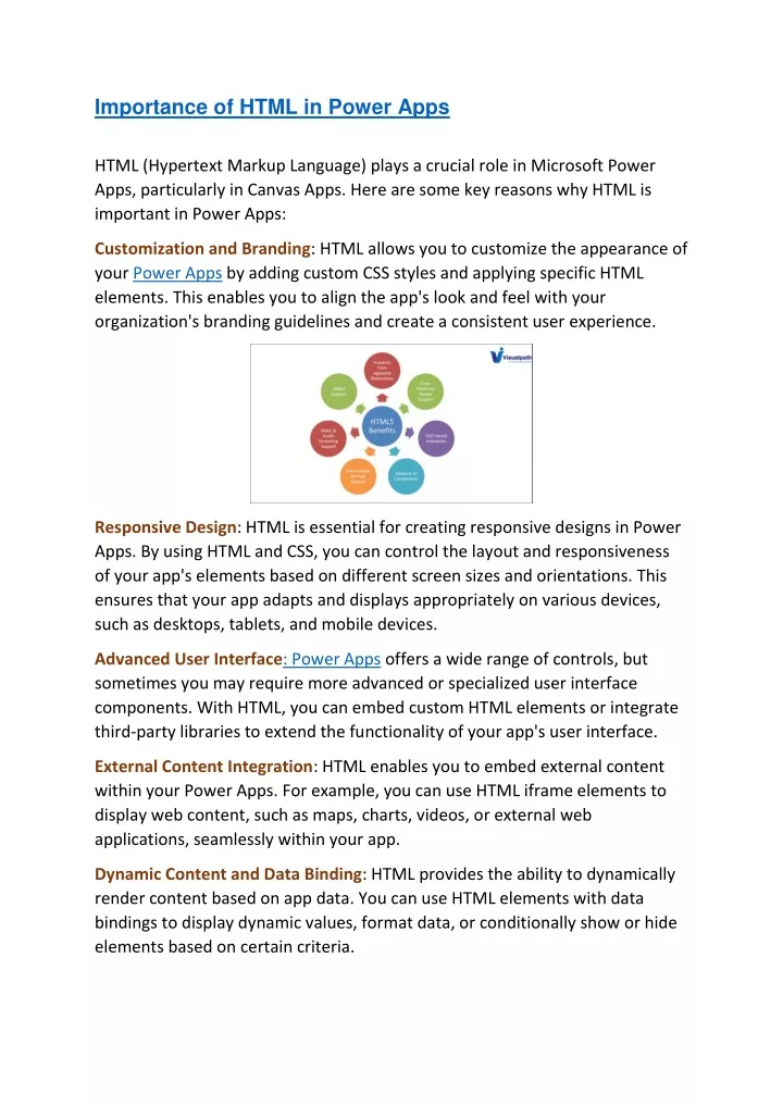 importance of html in power apps