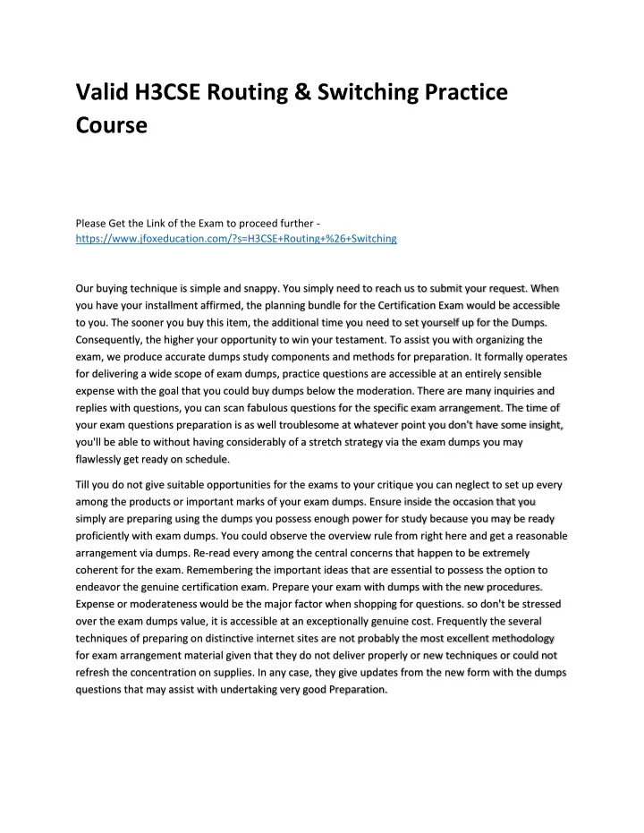 valid h3cse routing switching practice course