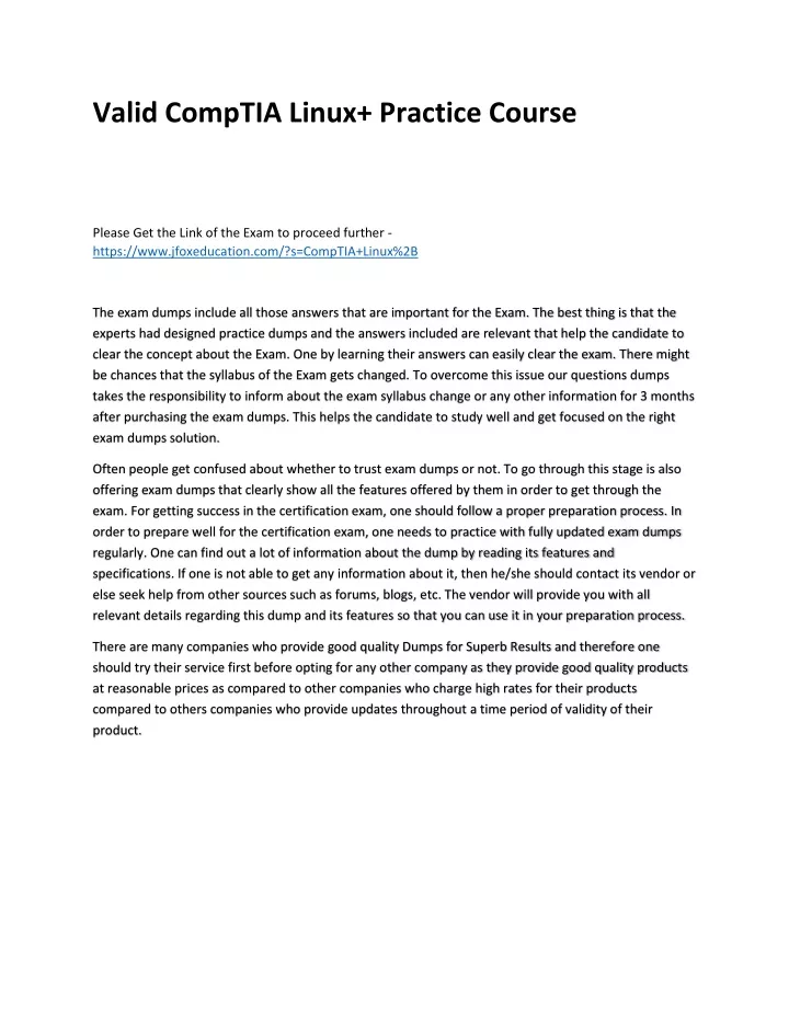 valid comptia linux practice course