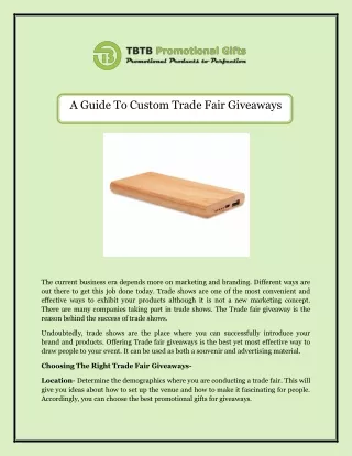 A Guide To Custom Trade Fair Giveaways