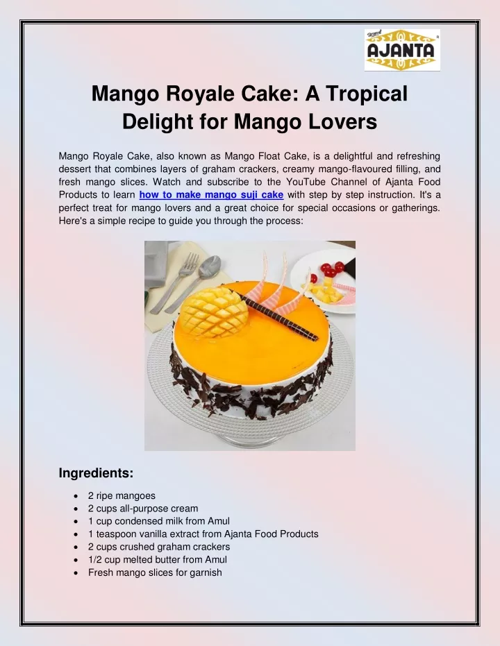 mango royale cake a tropical delight for mango