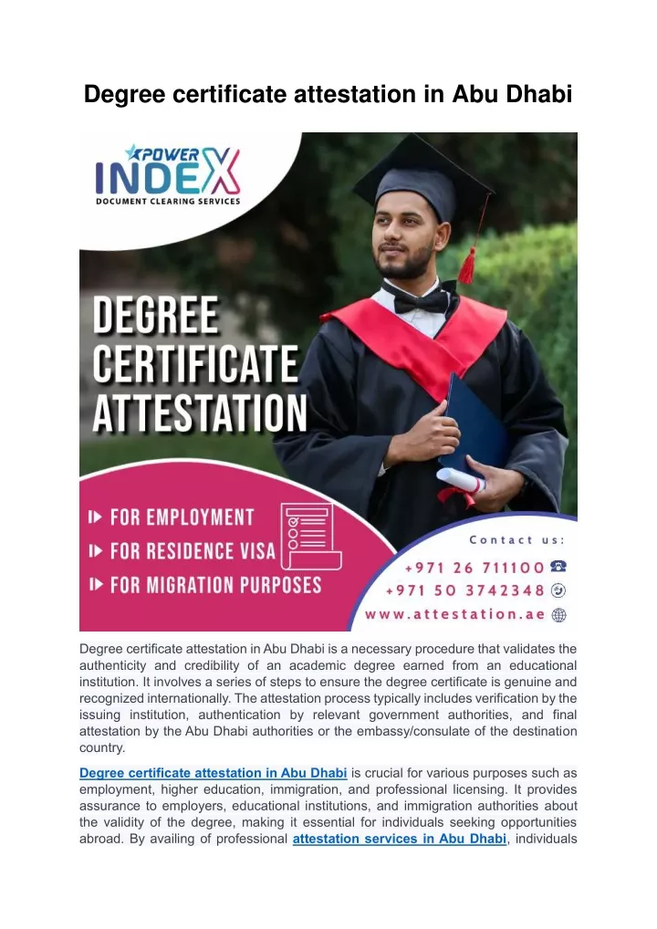 degree certificate attestation in abu dhabi