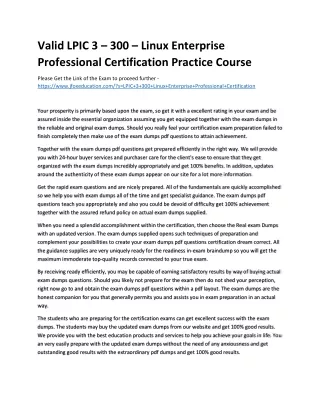 valid lpic 3 300 linux enterprise professional