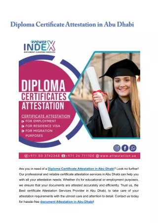 Diploma Certificate Attestation in Abu Dhabi