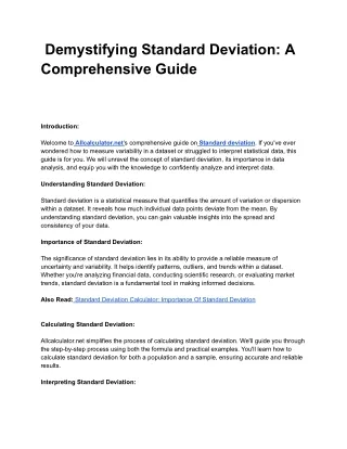demystifying standard deviation a comprehensive